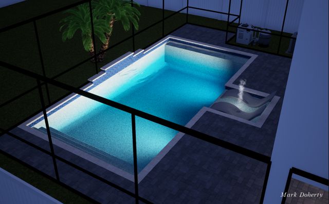 Project 7, pool design at night
