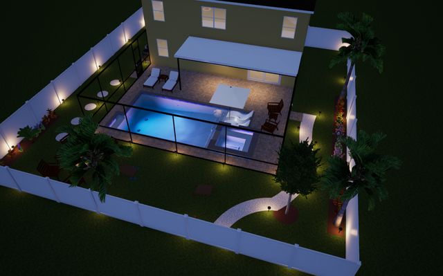 Project 12, pool design at night